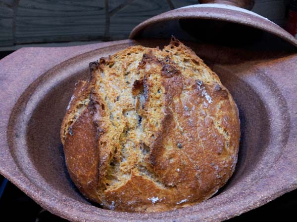 Fresh bread baked in BreadPots